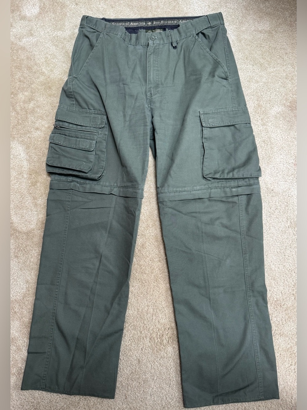 Women’s Sz 14 Boy Scouts of America Olive Green Cargo Pants,Multi-Pocket Utility